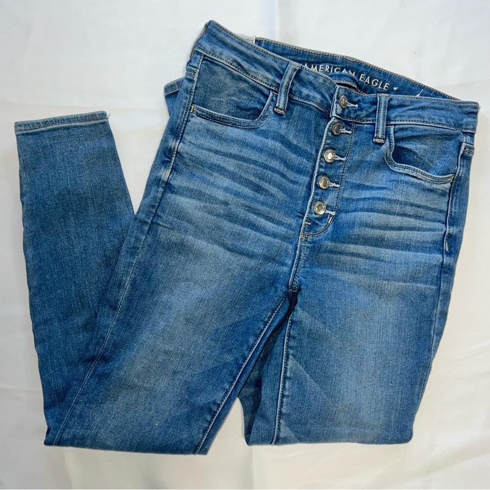 American Eagle Outfitters Jeans Buttons Stretchy High Waisted Pants